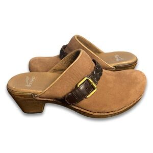 DANSKO – Women's Leather Buckle Mule Clogs Tan Brown – EU 38